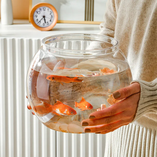 Portable Round Fish Bowl Small Aquariums For Small Ornamental Fish And Reptiles High Transparency Glass Good View PET Material