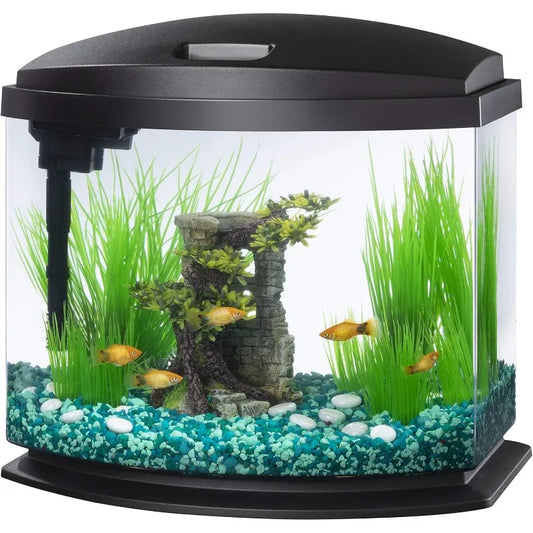 LED MiniBow Small Aquarium Fish Tank Kit with SmartClean Technology, 5 Gallon