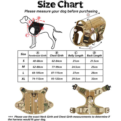 Military Large Dog Harness Collar Leash Bags Patches Set Pet Malinois Training Vests Tactical Dogs Harnesses Accessories